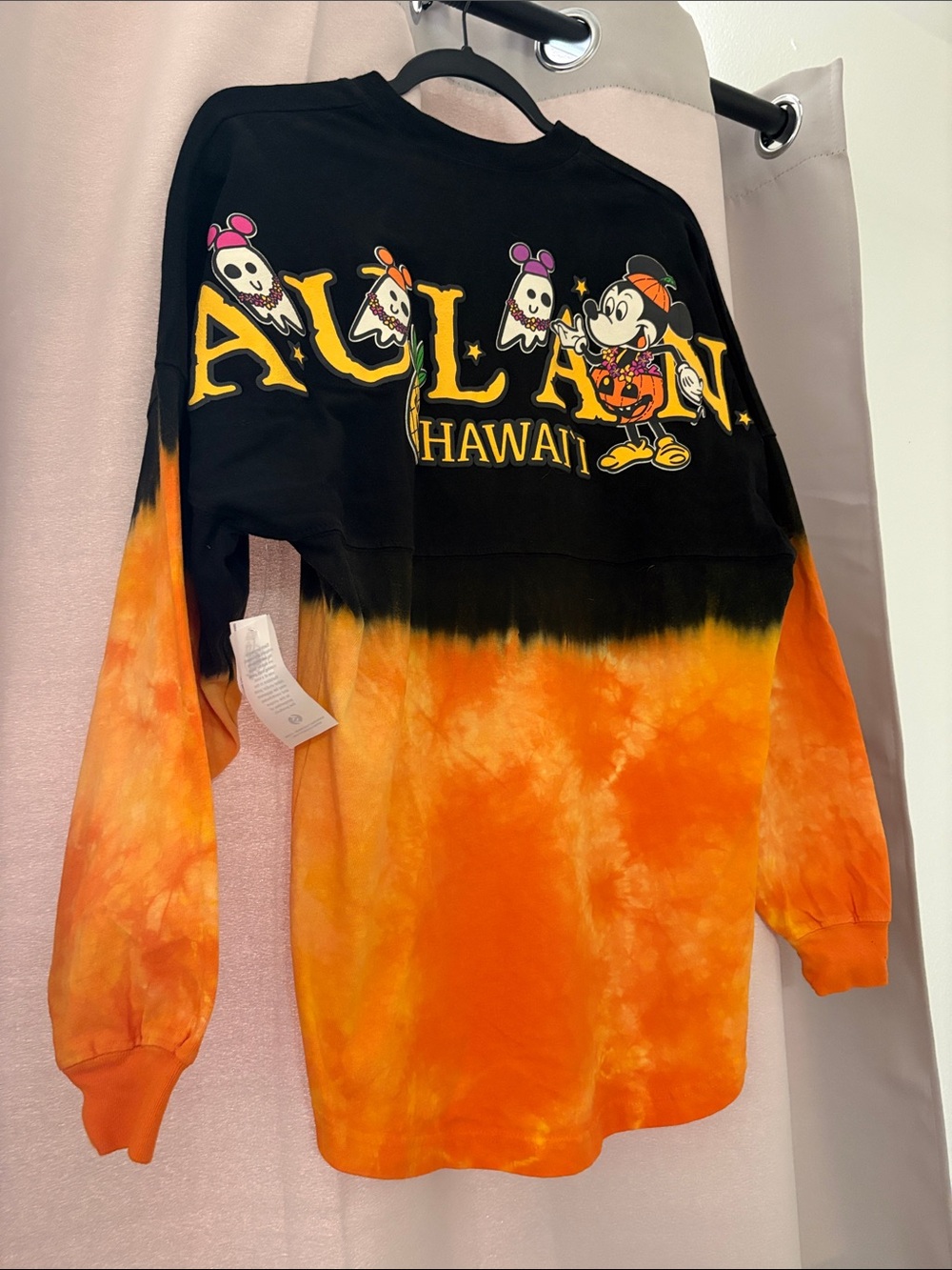 Disney Black & Orange Tie-Dye Hawaii Mickey Long-Sleeve Shirt
